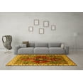 thumbnail image 3 of Ahgly Company Machine Washable Indoor Square Oriental Yellow Industrial Area Rugs, 8' Square, 3 of 4