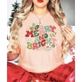 thumbnail image 3 of Groovy Merry and Bright Kids and Adult Matching Christmas T-Shirts for Matching Family Fun Outfits Peach Shirt Adult Small, 3 of 4