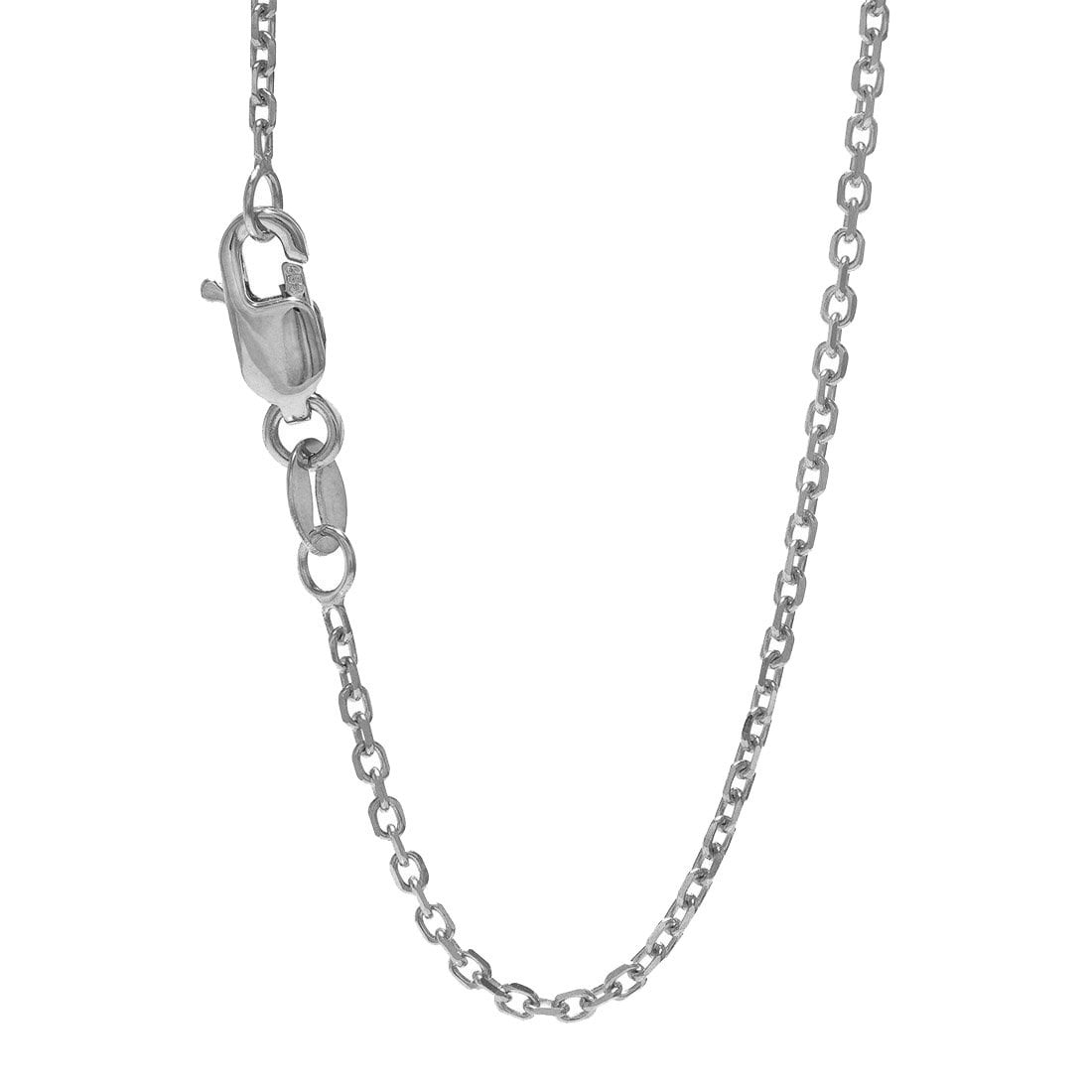 14K Solid White Gold Gourmette Chain Necklace 1.5mm Thick 20 Inches