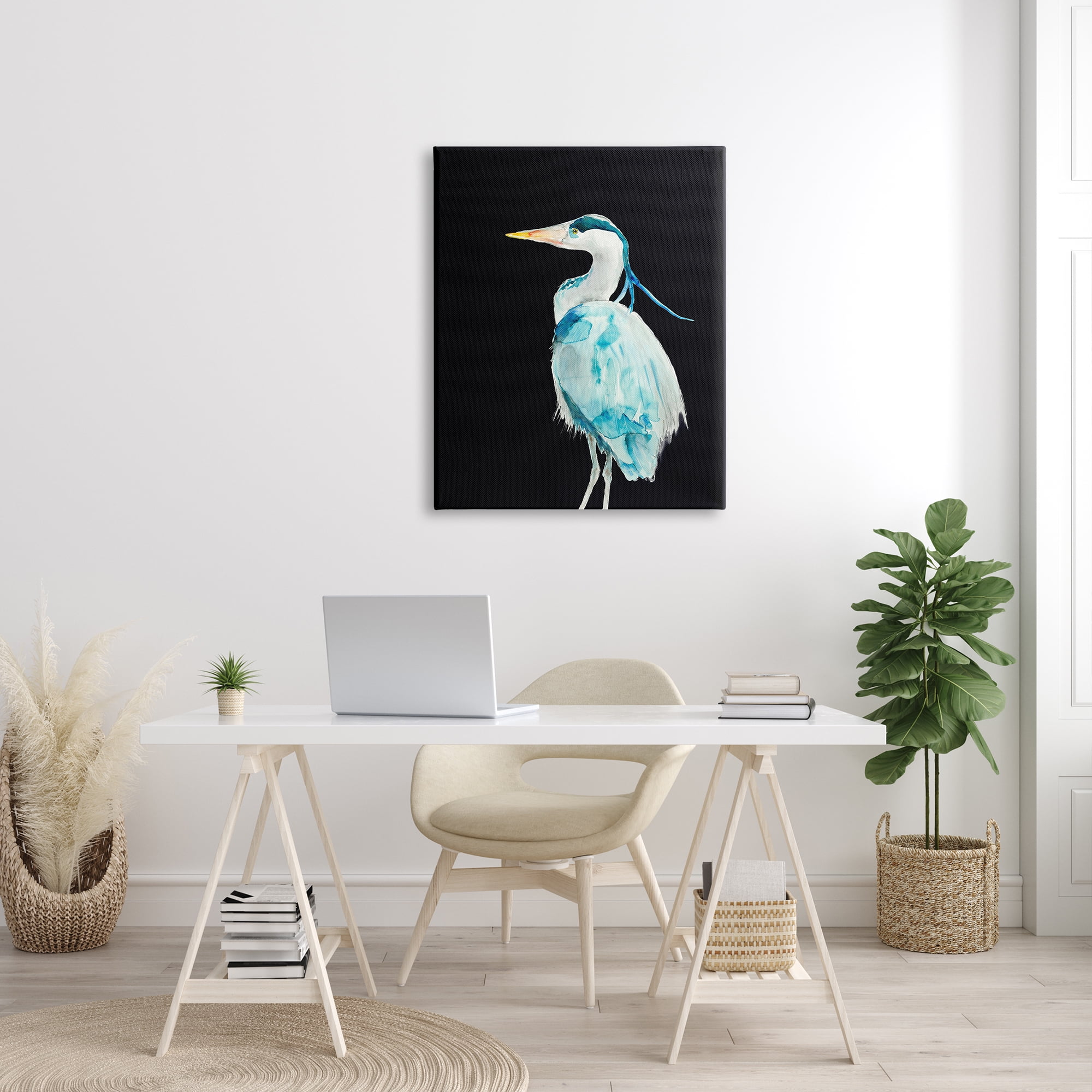 Stupell Industries Great Blue Heron Strong Tall Bird over Black, 30 x 40, Designed by Patti Mann