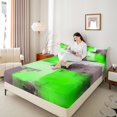 thumbnail image 4 of Manfei Modern Abstract Ombre Full Size Sheets, Green Rectangle Square Bed Sheets, Teens Kids Adult Sheet Sets, Lightweight Room Decor, 4-Piece, 4 of 7