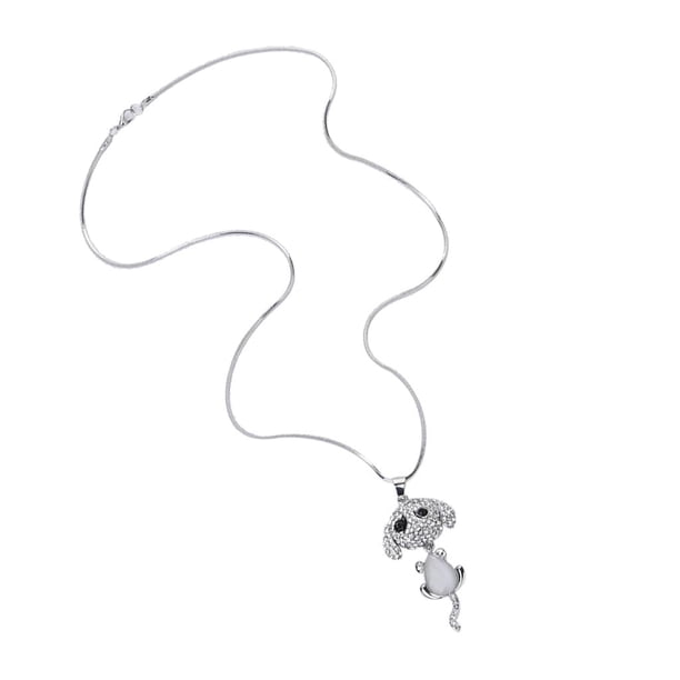Collar de suéter colgante de perro caniche lindo Sunnimix Opal Diamante 2018 Plata