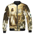 thumbnail image 2 of Lotusprinthandmade Jesus Christian All-over Print Bomber Jacket S-5XL Multicolor (5XL), faith-based bomber jacket, inspirational jesus outerwear, 2 of 5