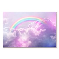 Elephant Stock Rainbow On Clouds Wall Art - Horizontal Canvas Wall Art - Kids Room Wall Decor - Nature Canvas - Pink And Purple Decor - 51" x 34"