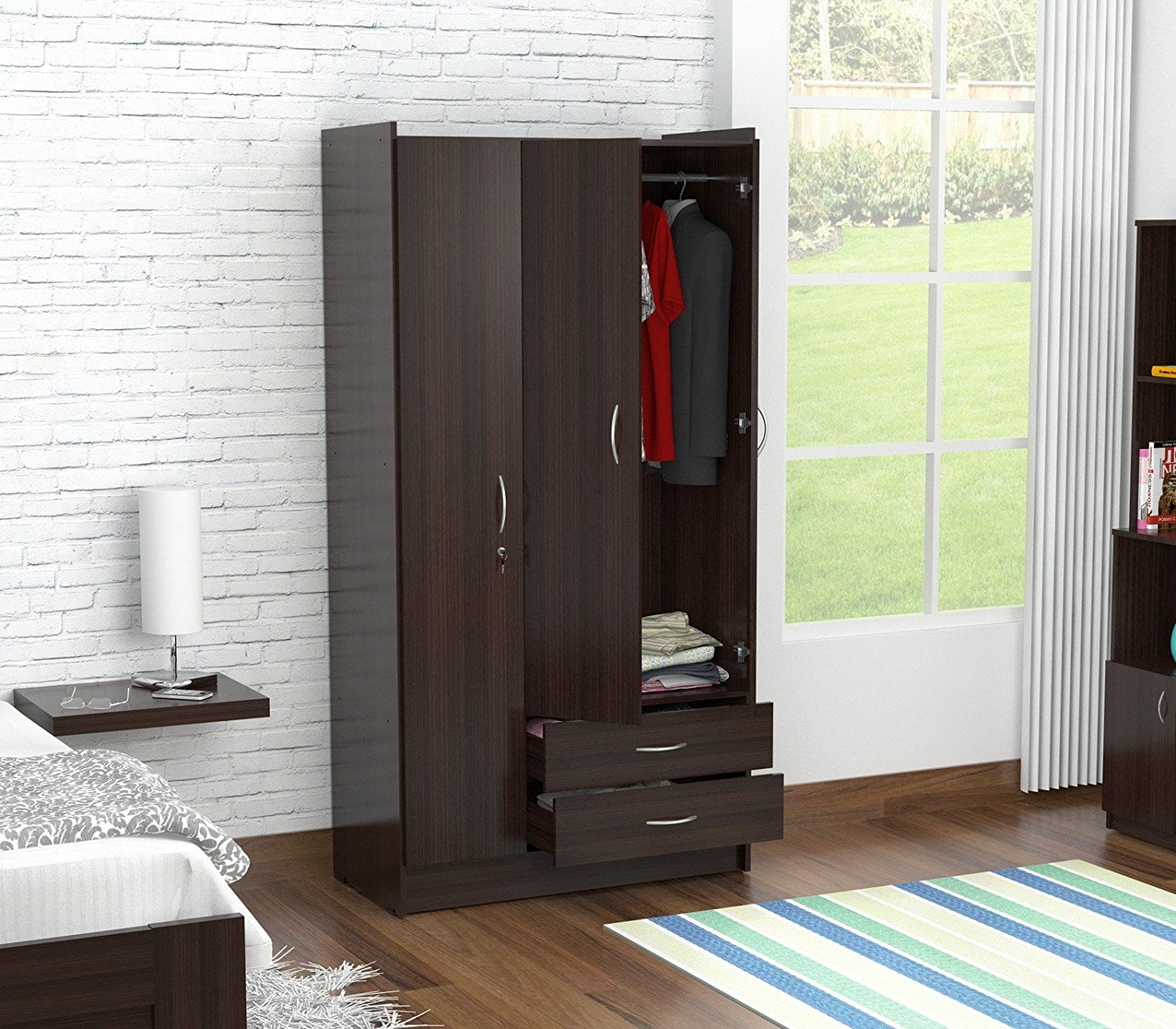 Three Door Wardrobe/Armoire Melamine /Engineered wood
