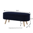 thumbnail image 5 of GZXS Oval Ottoman Bench, 42-Inch Boucle Upholstered Bench with Hidden Storage and Rubber Wood Legs for Bedroom/Entryway/Living Room (Navy Blue), 5 of 6