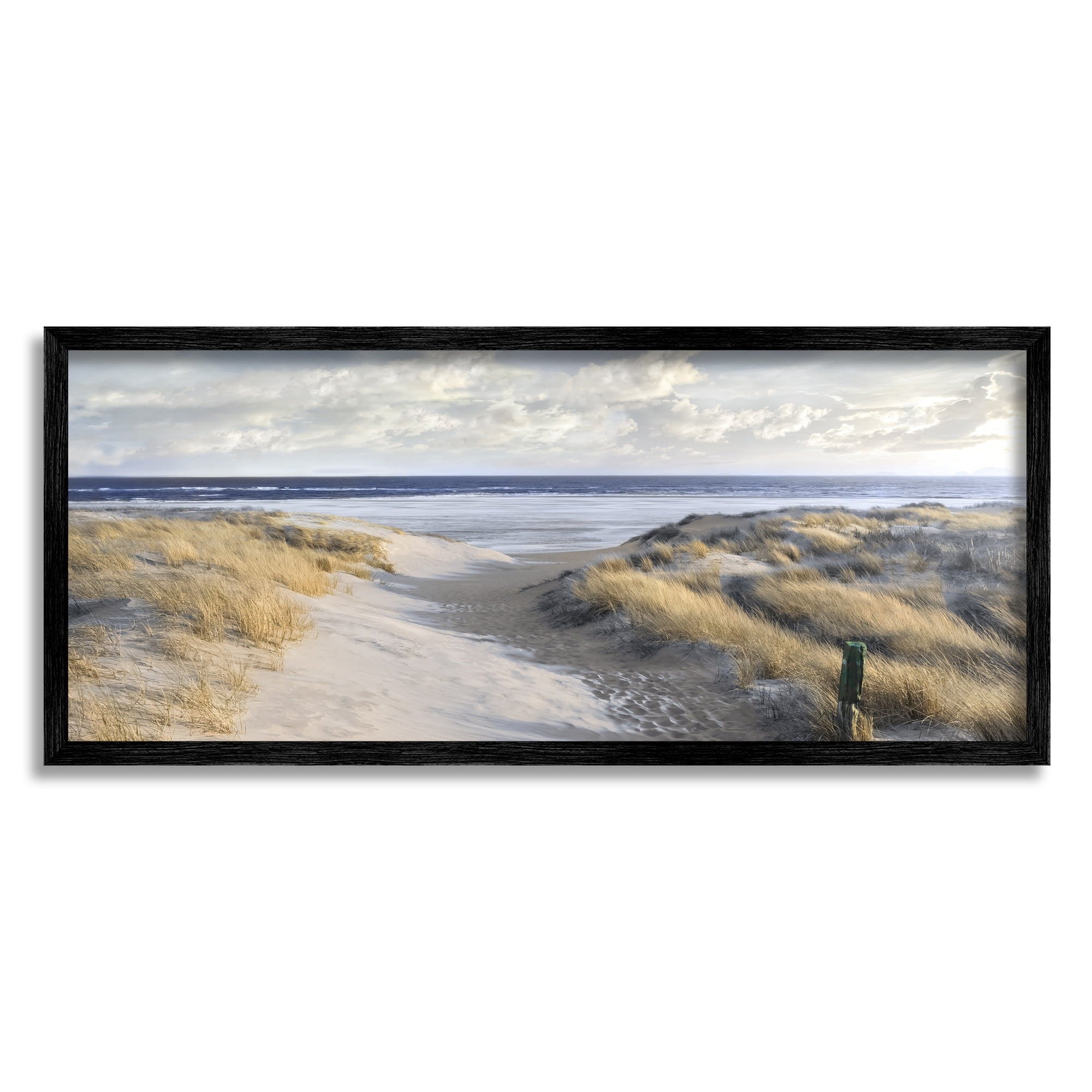 Stupell Industries Panoramic Beach Coastline Sand Dunes Fluffy Clouds , 30 x 13, Design by Mike Calascibetta