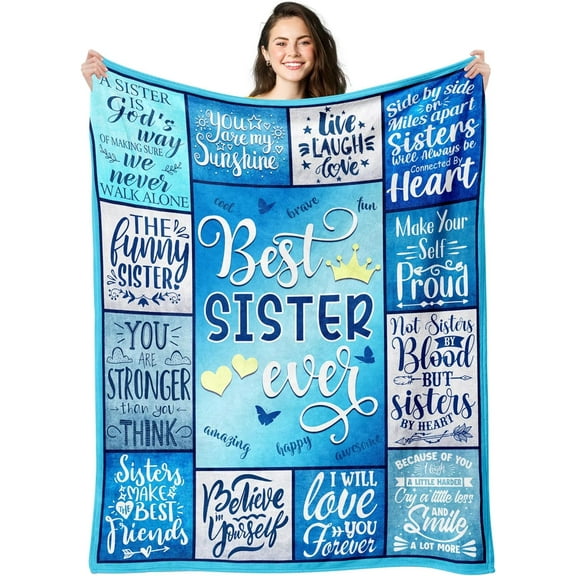Sister Gifts, Gifts for Sister, Best Sister Gifts from Sister Brother, Soul Sister Bestie Birthday Gifts Ideas for Women, Big Sister Gifts for Mothers Day Graduation Blanket 50" x 60"