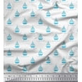 thumbnail image 1 of Soimoi Poly Georgette Fabric Yacht & Waves Nautical Print Fabric by Yard 42 Inch Wide, 1 of 3