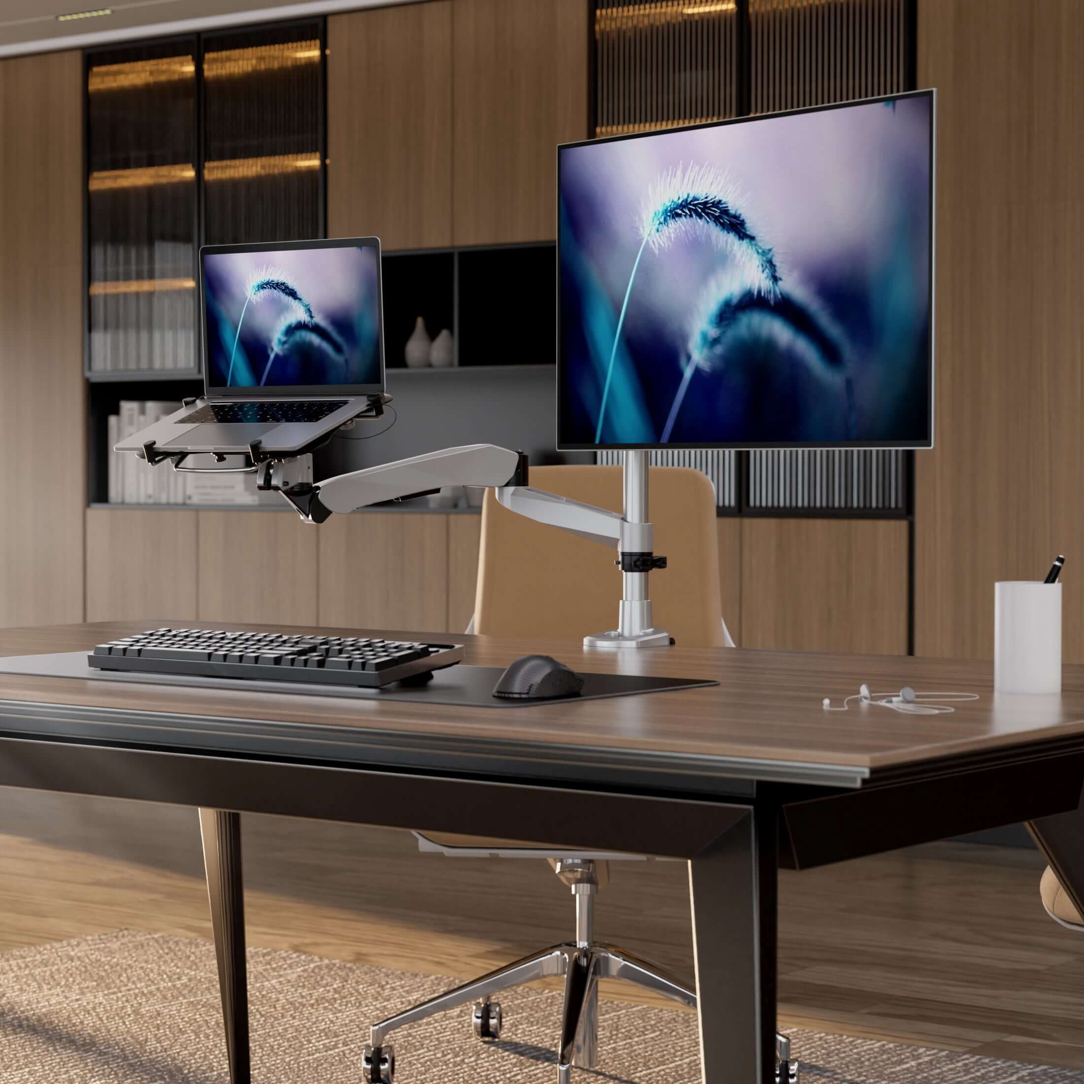 Clix Series Full Motion Single Monitor and Laptop Mount with Cooling Fan