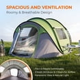 thumbnail image 6 of 3-4 Person Instant Pop Up Camping Tent, Waterproof Silver Coated 210T Polyester Tent with Front Awning, Dual Mesh Doors for Ventilation, Portable Automatic Family Tent for Camping Festival Beach Back, 6 of 9