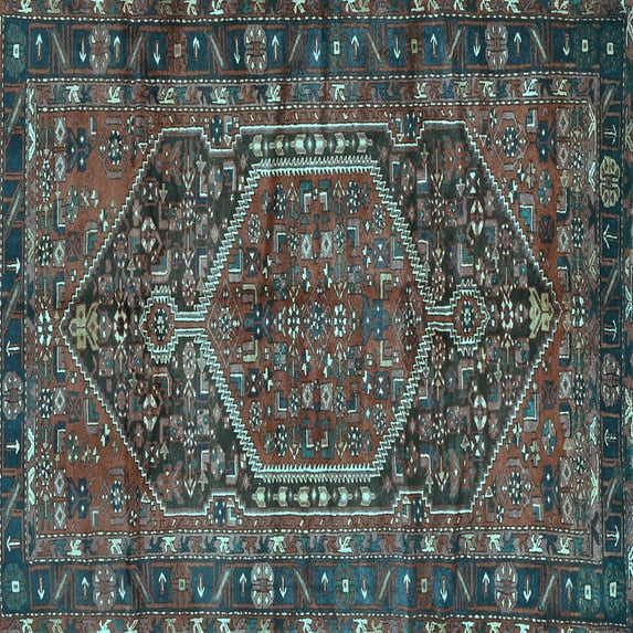 Ahgly Company Indoor Square Persian Light Blue Traditional Area Rugs, 5' Square