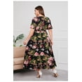 thumbnail image 6 of AURA Plus Size High Waist V Neck Printed Maxi Dress Elegant Spring Summer Style, 6 of 8