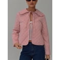thumbnail image 4 of Michellecmm  Women's Puffer Jacket Stripe Tie-Up Front Doll Collar Quilted Coat, 4 of 9