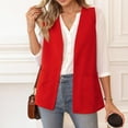 thumbnail image 2 of Timegard Womens Vests Sleeveless Cardigan Dressy Casual Fall Loose Fitting V Neck Open Front Vests Jackets with Pockets,Red,XL, 2 of 8