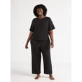 thumbnail image 3 of Joyspun Women's French Terry Short Sleeve Top and Capri Pants Pajama Set, 2-Piece, Sizes XS-3X, 3 of 5