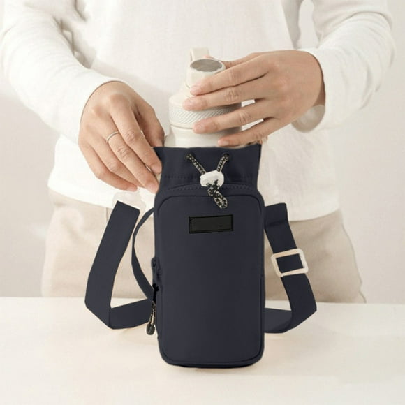 Bolsa bandolera unisex con aislamiento para botellas de agua | Bandolera cruzada para senderismo y viajes | Riñonera fina y a prueba de fugas con capacidad para taza, teléfono, llaves y batería