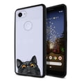 thumbnail image 1 of FINCIBO Slim TPU Bumper + Clear Hard Back Cover for Google Pixel 3a 5.6", Black Bombay Kitten Cat, 1 of 6