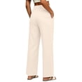 thumbnail image 5 of ClodeEU Women's Elastic High Waist Straight Leg Dress Pants with Pockets,Business Casual Work Trousers Beige,Women's Plus XL, 5 of 7
