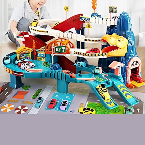 Toy Car Ramp Track Dinosaurio Escalada Colinas Railcar Vehículos coloridos Construcción Ju Juqic Juqic