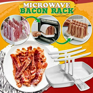 Nordic Ware Microwave Safe Covered Bacon Rack with Lid, White, 60117W