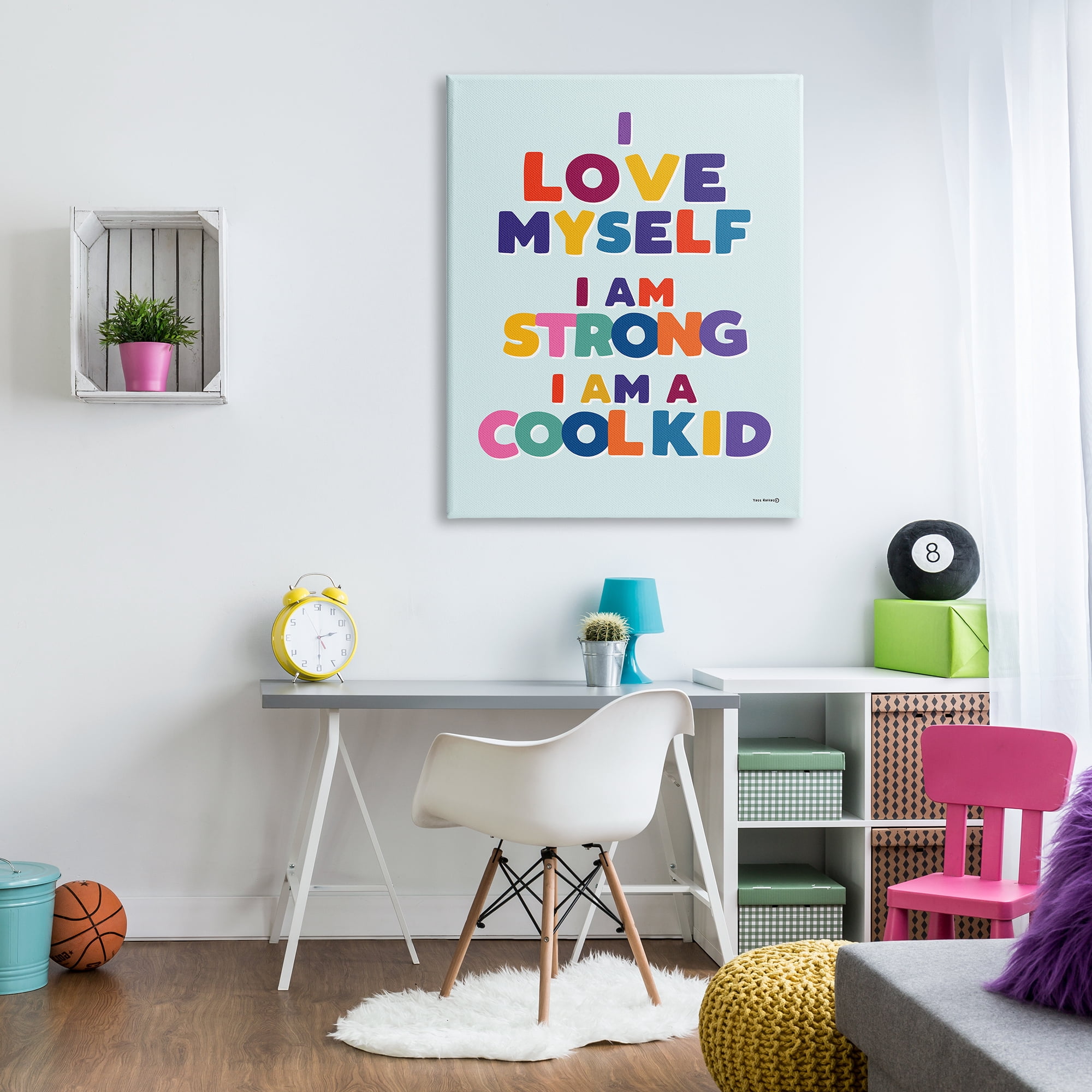Stupell Industries Kid's Self-Esteem Phrases Inspirational Painting Gallery Wrapped Canvas Art Print Wall Art, 36 x 48
