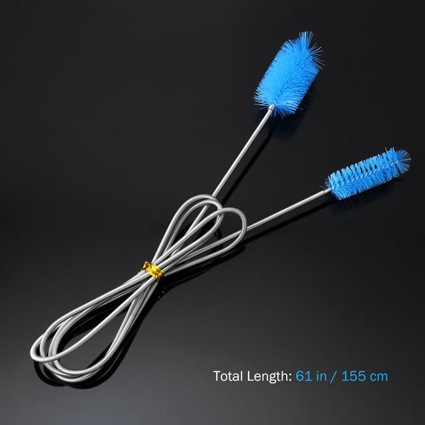 Cepillo de limpieza flexible de doble extremo para manguera de acuario UEETEK (azul cielo)