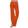 thumbnail image 5 of LWavelet Soft Fabric Cargo Wide Leg Pants Women Casual Daily Wear Saffron L, 5 of 5