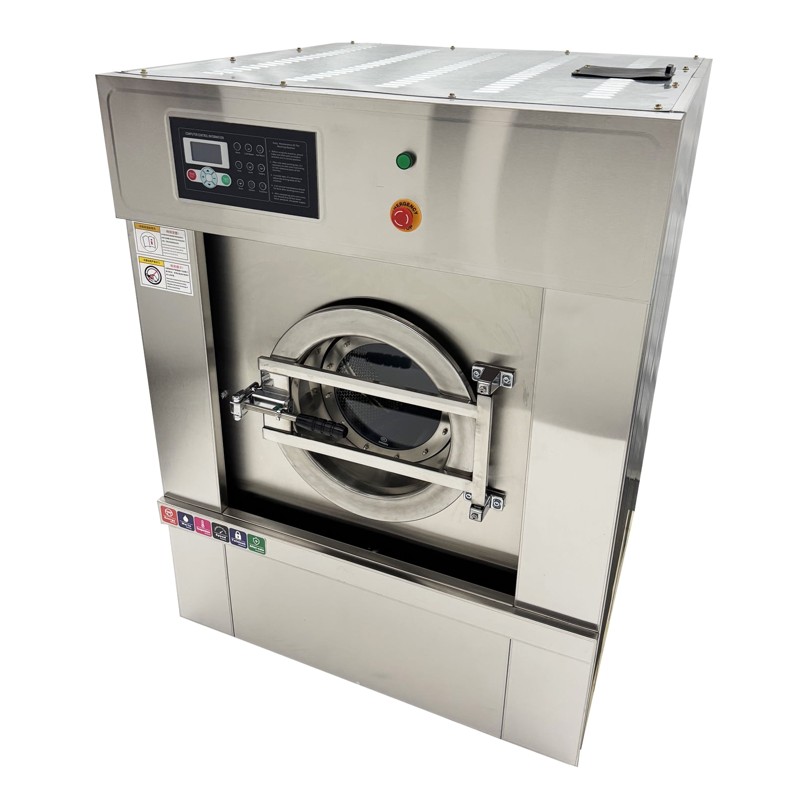 Industrial Automatic Laundry Washing Machine Commercial Washer Smart Water Recycling 33LBS Capacity Dry Clothes 220V 1PH