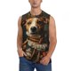 thumbnail image 1 of Fotbe Modern Cute Dog Men's Camiseta sin Mangas Estampada para Hombres, Playera Casual para Gimnasio, Entrenamiento, Playa-Large, 1 of 7