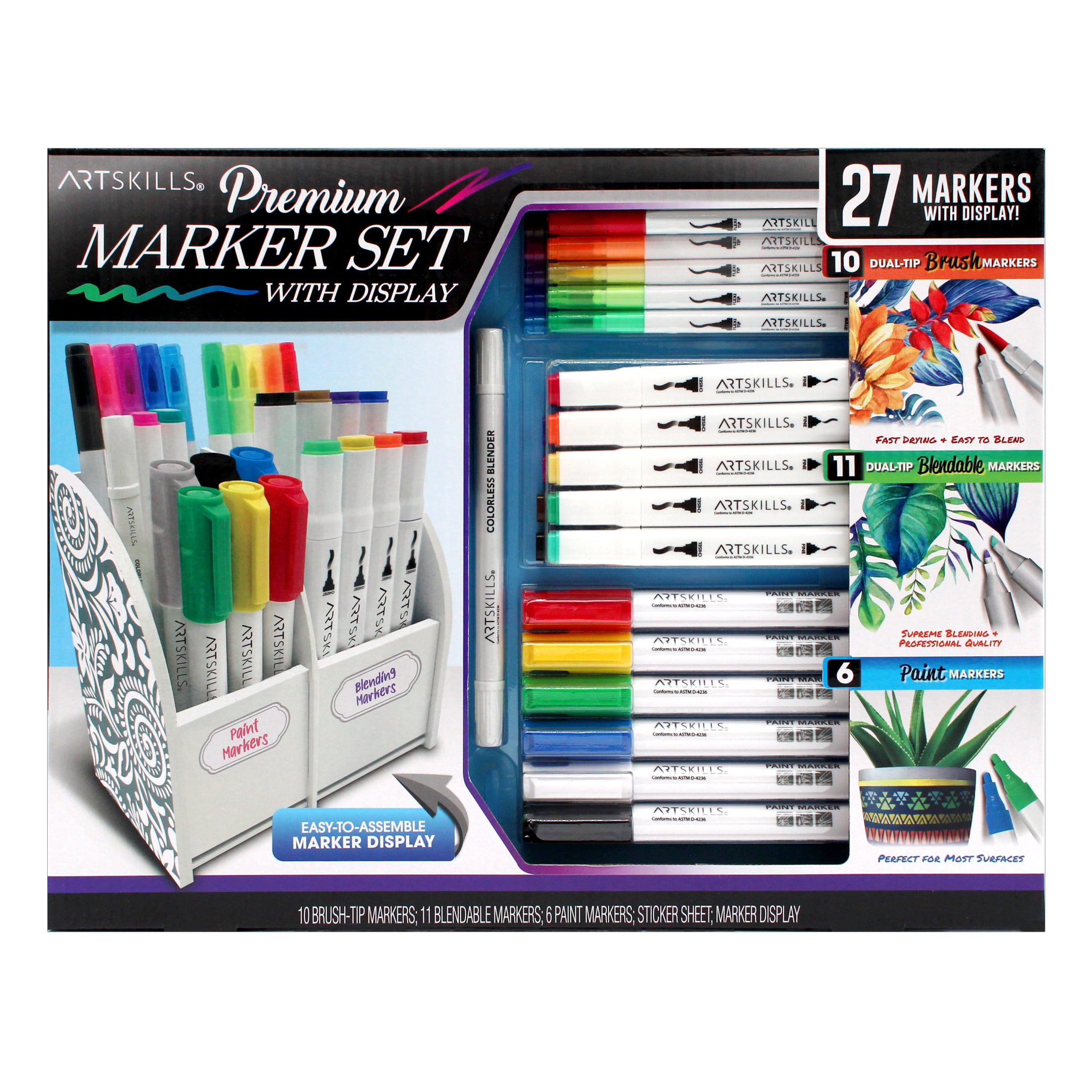 (3 pack) ArtSkills Premium Marker Set with Display, Coloring Sets for Teens