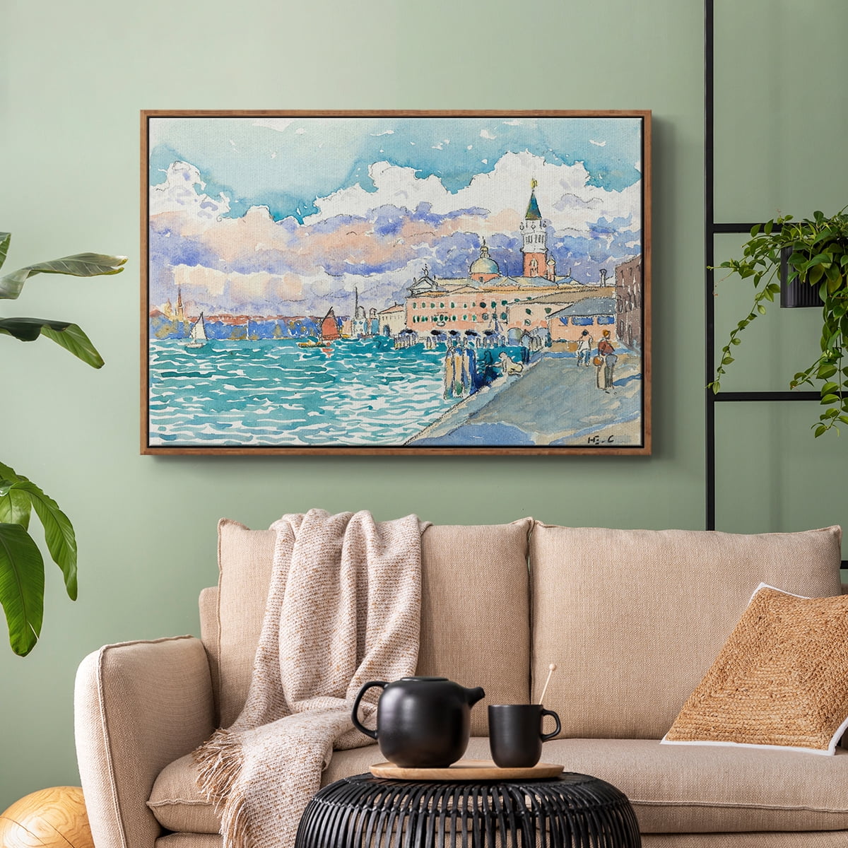 Vintage Landscape-CXVII By Wexford Home Framed in Walnut Wood Gallery Wrapped Canvas 17 in. x 25 in.