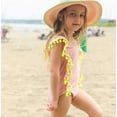 thumbnail image 4 of Styles I Love Little Kid Girls Ruffle Pom Pom Tassel One-Piece Swimsuit Bathing Suit Beach Pool Party Swimwear (Pink, 100/2-3 Years), 4 of 6