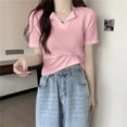 thumbnail image 4 of PADFRYBK Summer T-Shirt For Women Casual V-Neck Pullover Short Sleeve Tops Go Anywhere Solid Color Loose Casual Tunic Blouses, 4 of 6