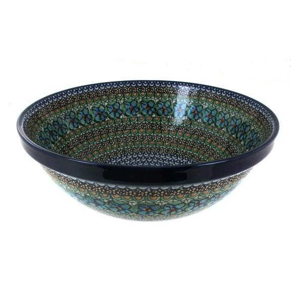 Blue Rose Polish Pottery Mardi Gras Large Serving Bowl