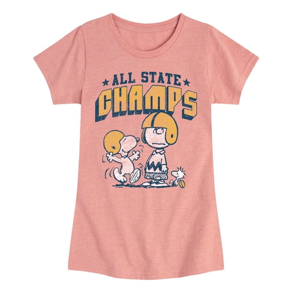 Peanuts - All State Champs - Youth Girls Fitted Short Sleeve T-Shirt
