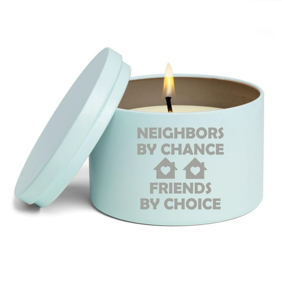 Scented Candle Gift 8oz with Lid Neighbors by Chance Friends by Choice Neighbor (Vanilla - Blue)