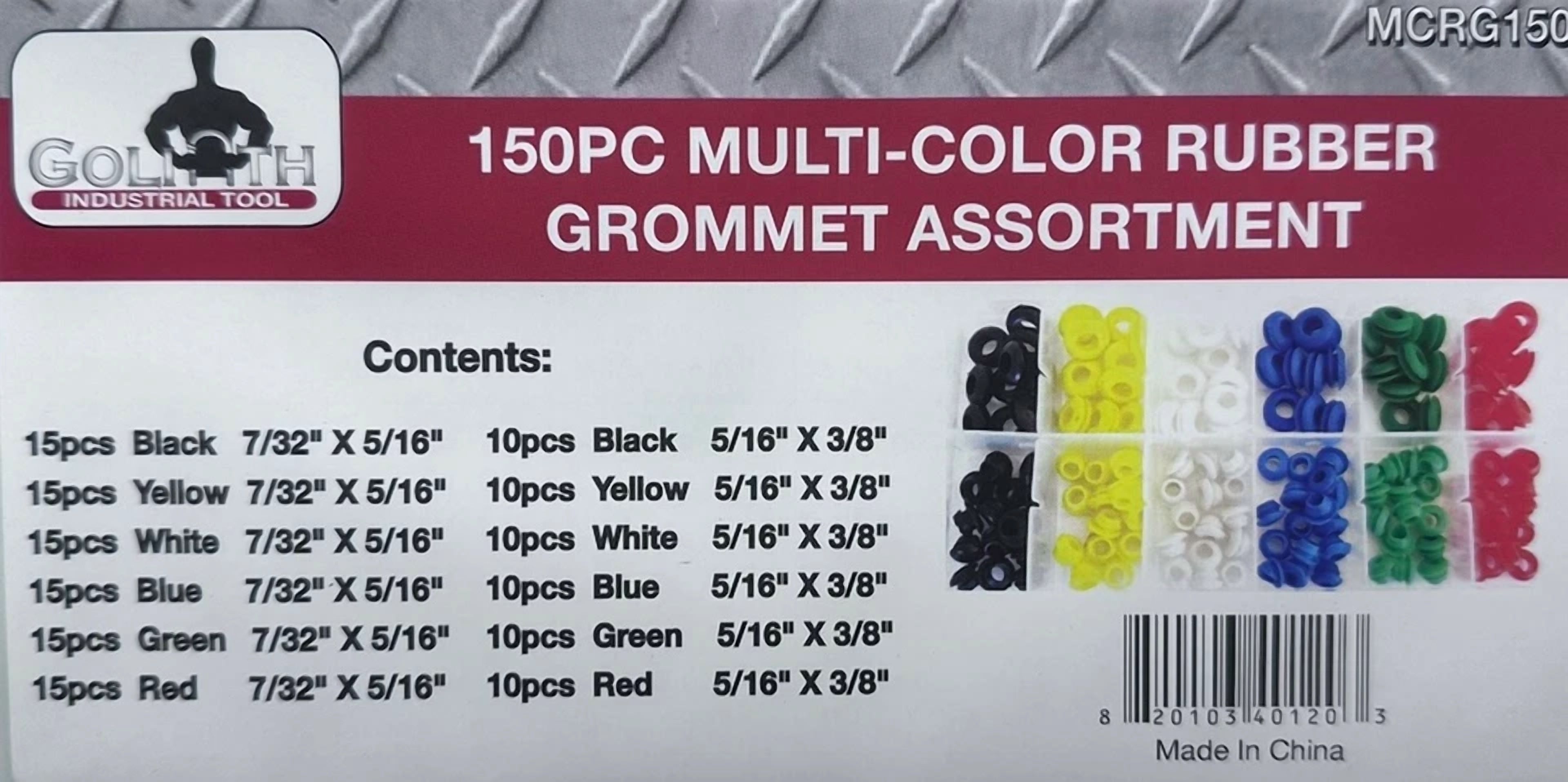 CIRCLE- 150Pc Goliath Industrial Multi-Color Rubber Grommet Assortment Kit - Mcrg150