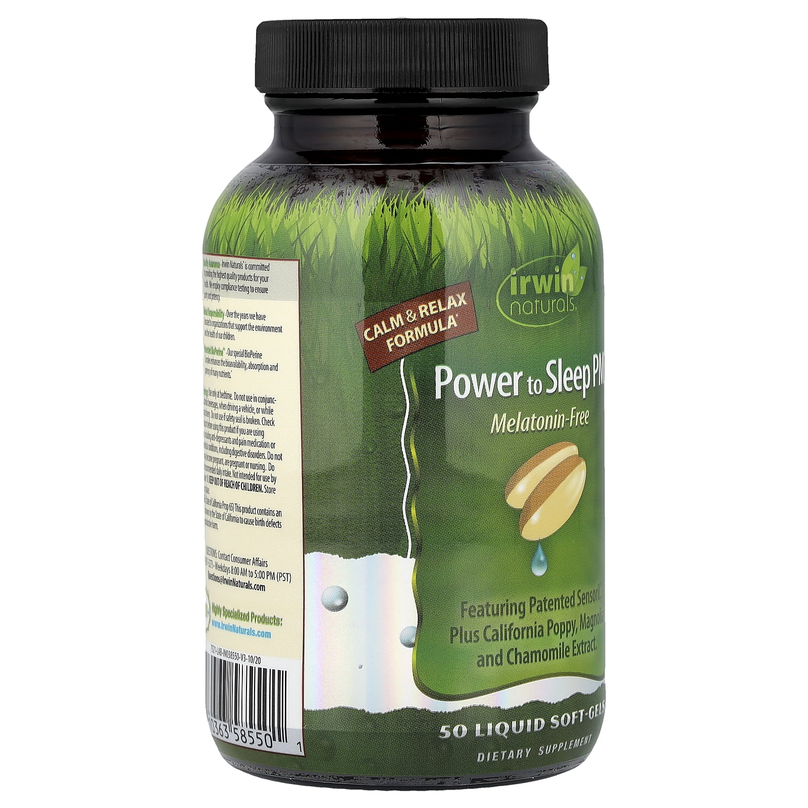 Irwin Naturals Power to Sleep PM Melatonin-Free – Natural Sleep Support with Ashwagandha, Magnesium, GABA & L-Theanine – Promotes Calm Mind, Restful Sleep & Well-Being – 50 Soft-Gels