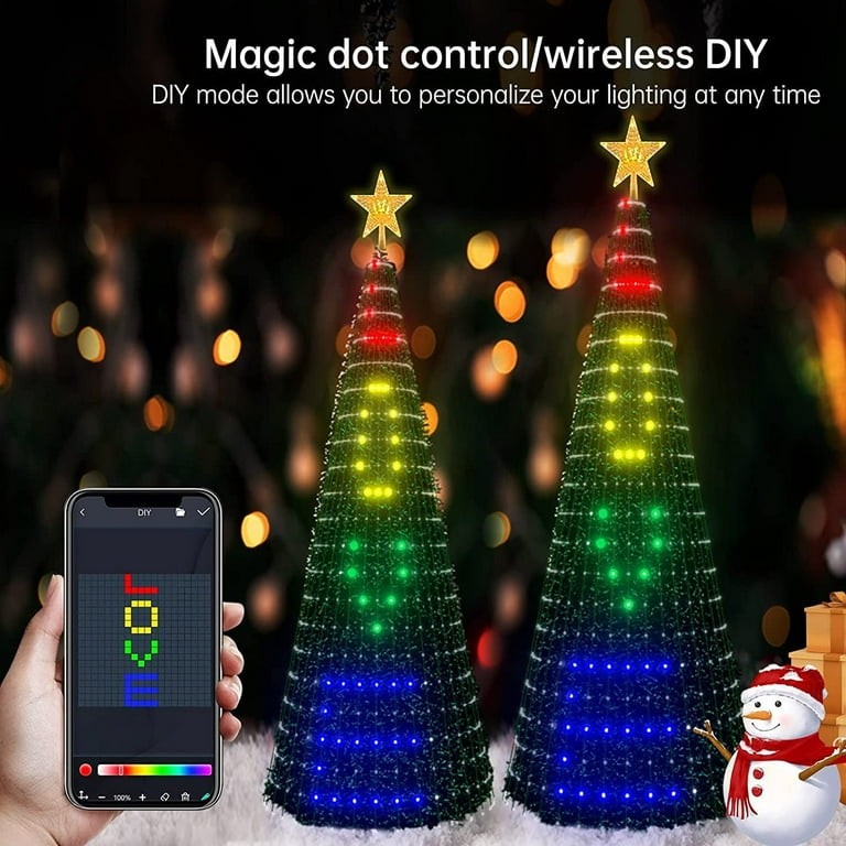 DIY Smart Christmas Lights with Bluetooth APP & Remote Control,132FT 400  RGB LED Light,Suitable for 6.9Ft high Christmas Tree,Outdoor Multi-Color  Changing with Musics,Patterns,DIY draffiti 