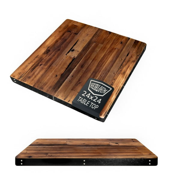 HEIRLOUM Reclaimed Wood Table Top - Rustic Recycled Solid Wood Perfect for Kitchens, Dining and Coffee Table Top (1pc 24" x 24", IMME2424)