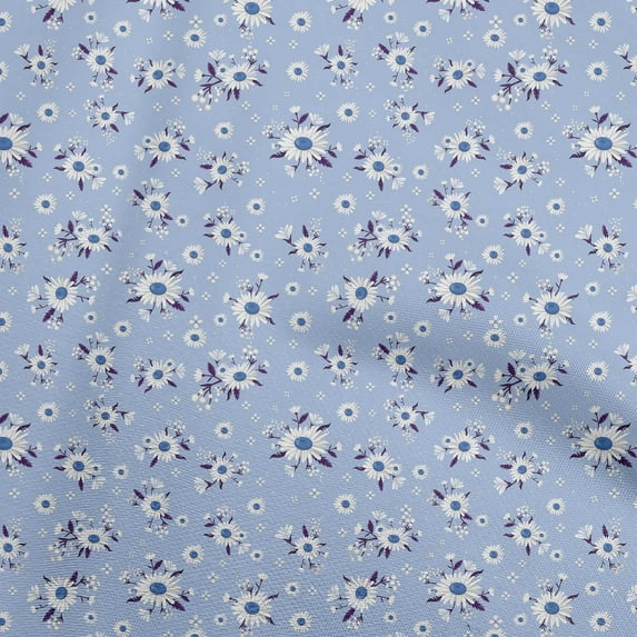 oneOone Polyester Spandex Turquoise Blue Fabric Florals Sewing Craft Projects Fabric Prints By Yard 56 Inch Wide