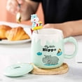 thumbnail image 2 of Taza de cerámica de 350ml, cuchara con forma de corazón para niña, taza con tapa, taza de café creativa para desayuno en el hogar de gran capacidad con dibujos animados, 2 of 5