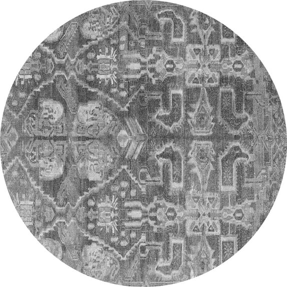 Ahgly Company Indoor Round Persian Gray Traditional Area Rugs, 5' Round