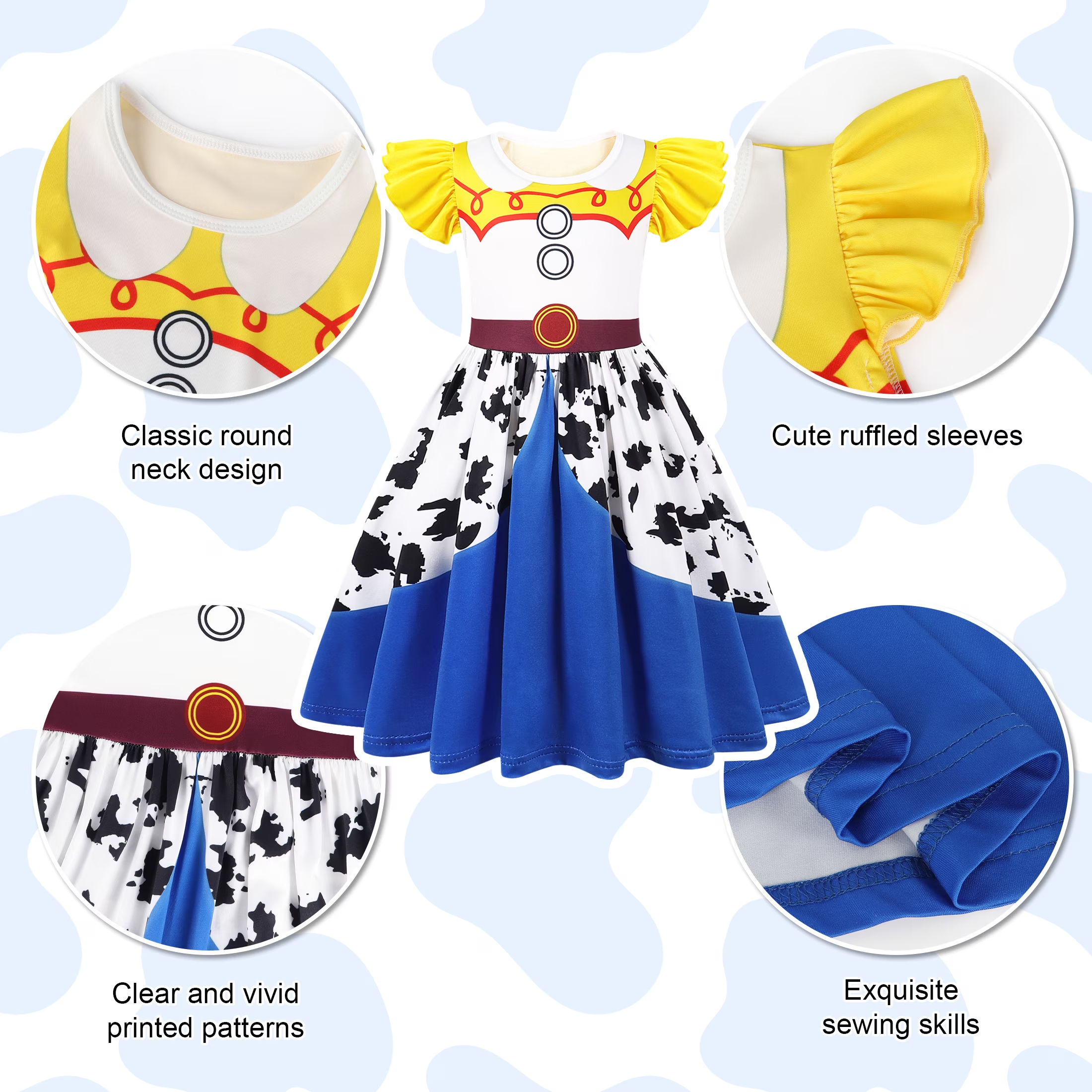 Benylion Girls Cowgirl Costume Dress, Western Outfit photo 6