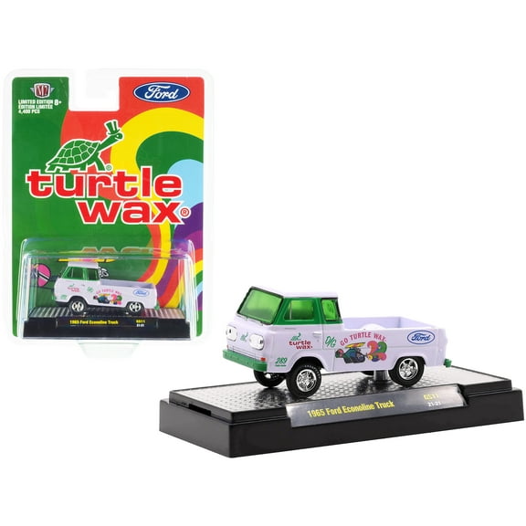 1965 Ford Econoline Pickup Truck "Turtle Wax" White and Green Limited Edition to 4400 pcs 1/64 Diecast Model Car by M2 Machines
