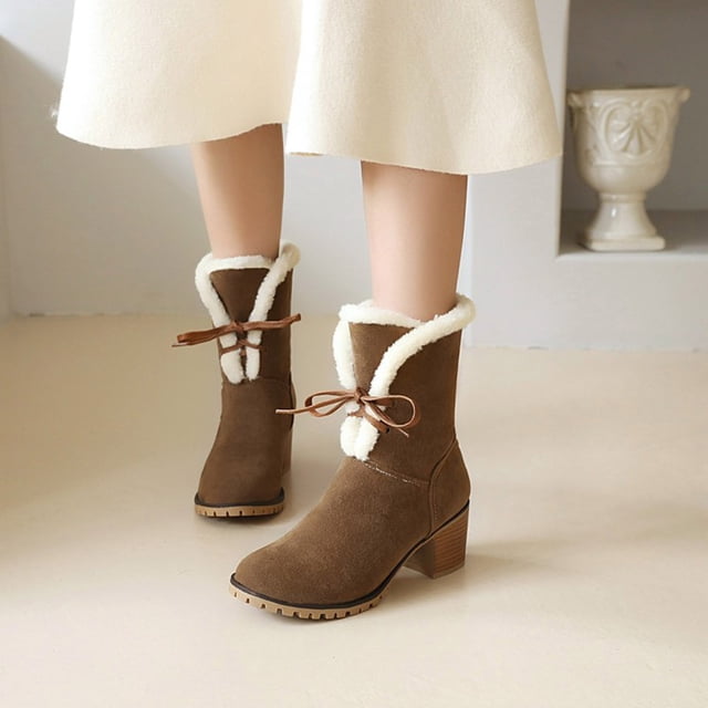 Botas de nieve Otoño e invierno Punta redonda Moda Botas cortas peludas cálidas Botas de gran tamaño Botas de mujer Wmkox8yii ghj1729