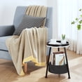 thumbnail image 3 of Lemonda Small Round End Table, 2 Tier Round Side Table with Storage Basket,11.8”D*17.8”H Small Round Table,Sofa Side Table,Small Round Nightstand for Living Room Bedroom, 3 of 9