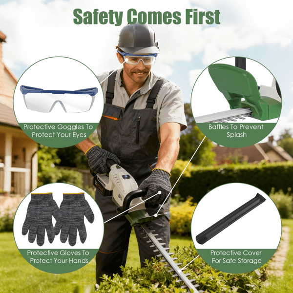 imerelez Cordless Grass Trimmer with 20000 RPM Motor, 2600mAh Dual-Action Steel Blade Hedge Trimmer,Anti-Splash Baffle & Safety Goggles for Bushes Shrubs Trimming Suitable for garden maintenance