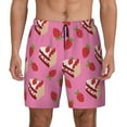 thumbnail image 2 of Picia Strawberry Cake pattern Mens Swim Trunks with Compression Liner Stretch Beach Shorts Quick Dry with Zipper Pockets No-Chafing Board Shorts-Small, 2 of 9